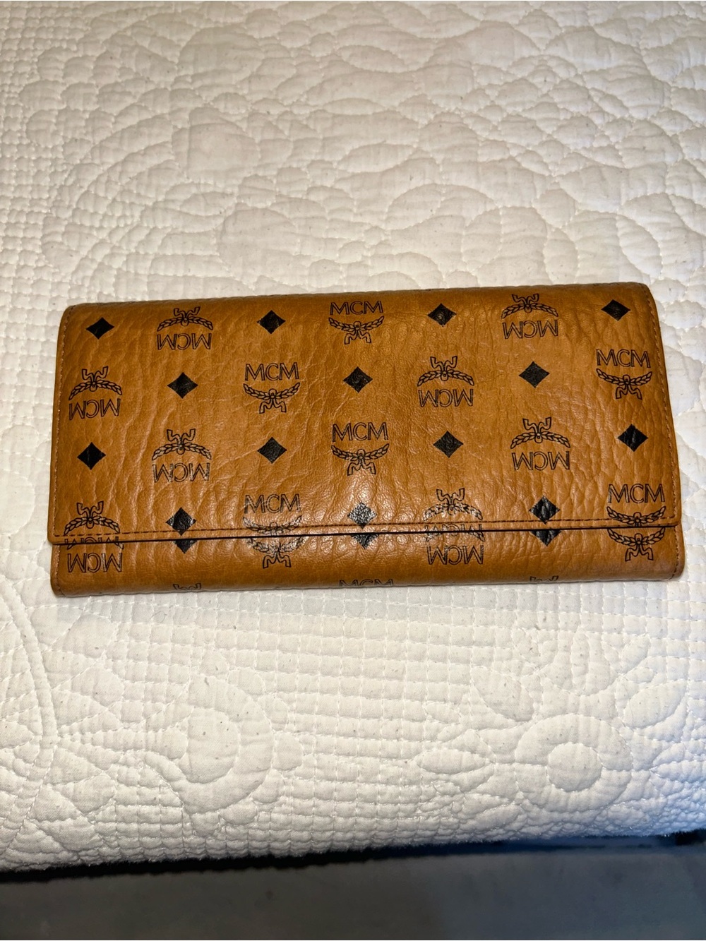 MCM Cognac Visetos Long Continental Wallet